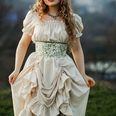 Ruffled Retro Style Women's Medieval Renaissance Dress