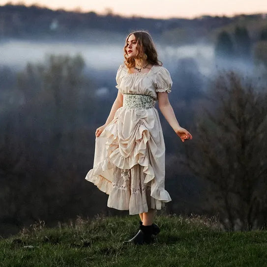Ruffled Retro Style Women's Medieval Renaissance Dress
