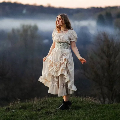 Ruffled Retro Style Women's Medieval Renaissance Dress