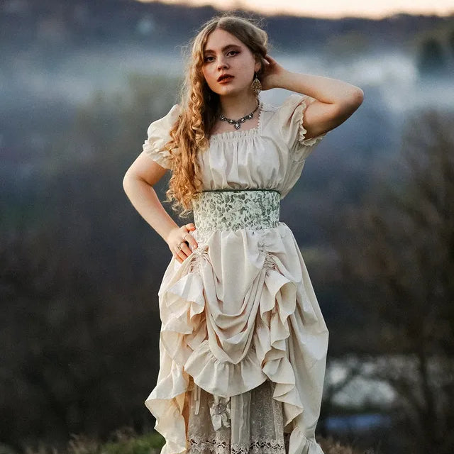 Ruffled Retro Style Women's Medieval Renaissance Dress