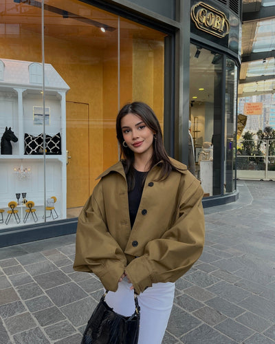 Yvana | Cropped Trenchjacke Mit Volumenärmeln