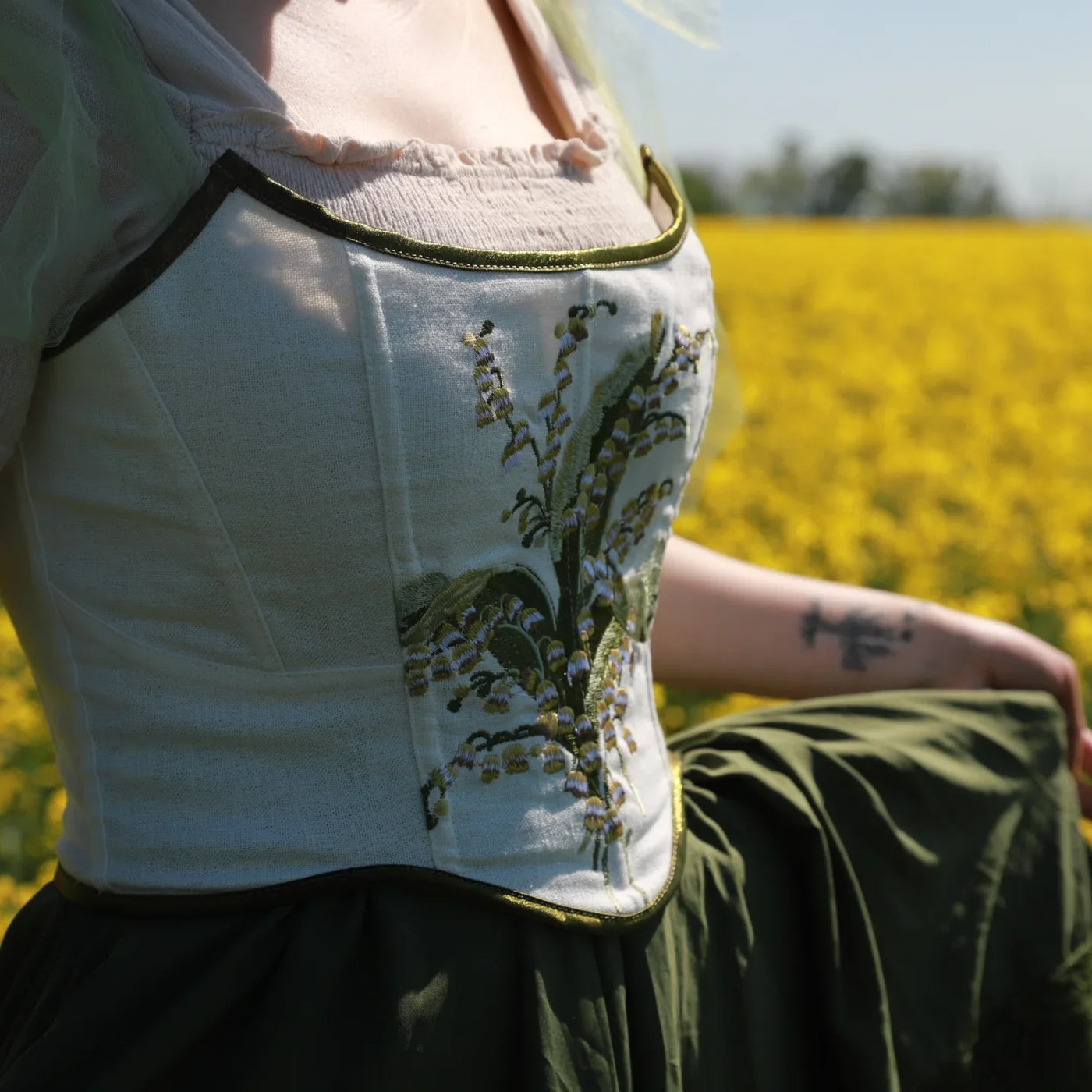 Rococo Style Corset Vest Bustie with Tulle Straps