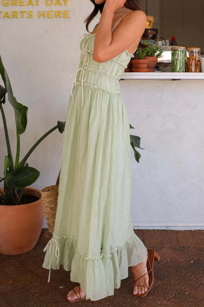 Ruffled Hem Frill Midi Cami Dress