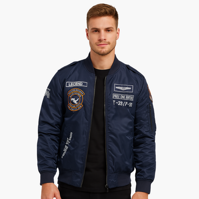 Herren Piloten Bomberjacke mit geripptem Saum