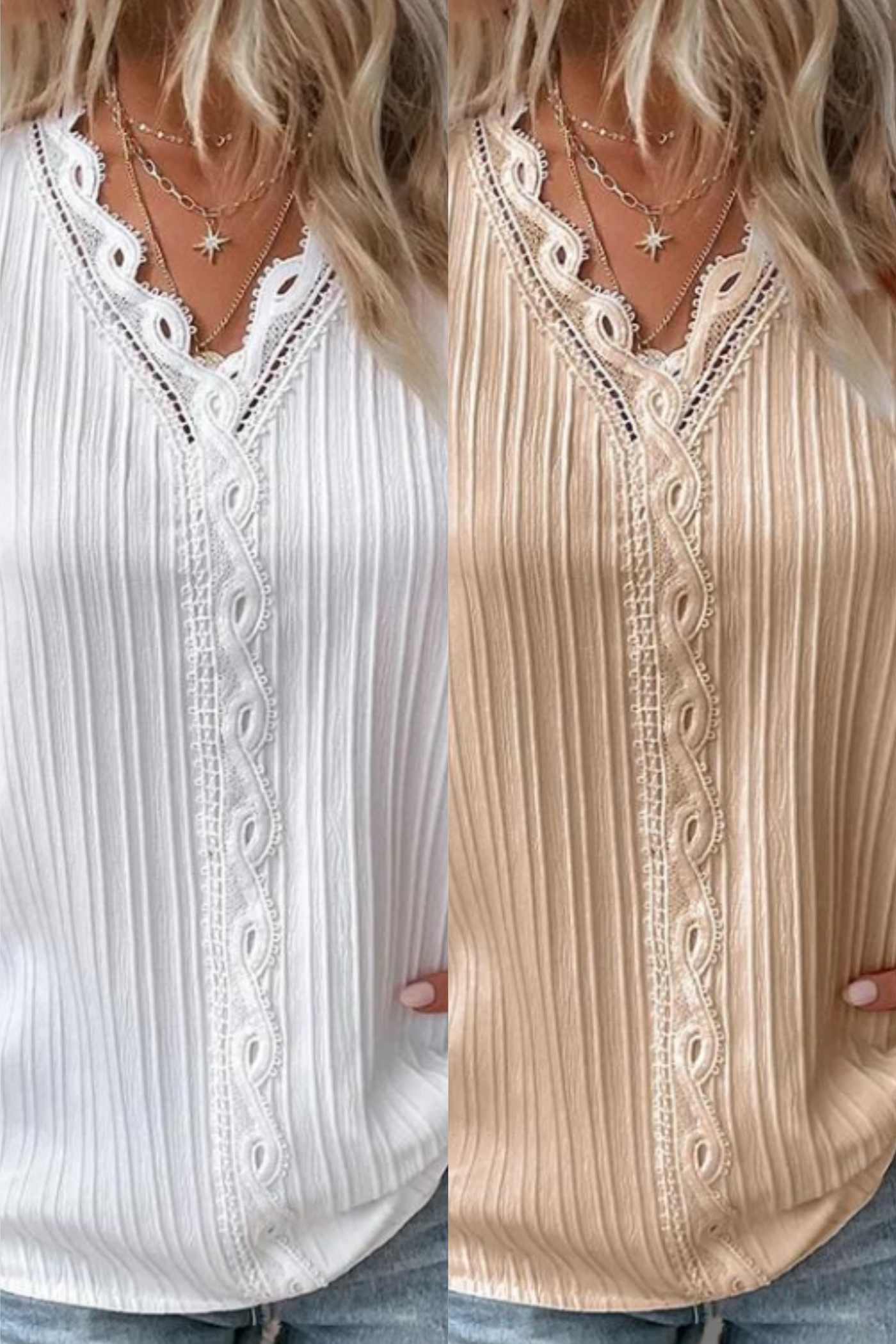 Heidi-Mode | Stilvolles V-Ausschnitt Spitzenoberteil