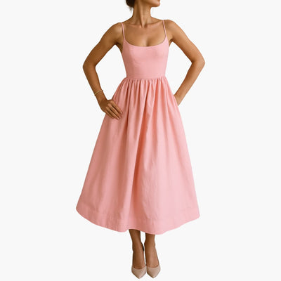 Midikleid Ärmelloses - Sommerkleid für Damen mit Faltenrock