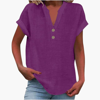 Damen Bluse mit V-Ausschnitt und kurzen Ärmeln