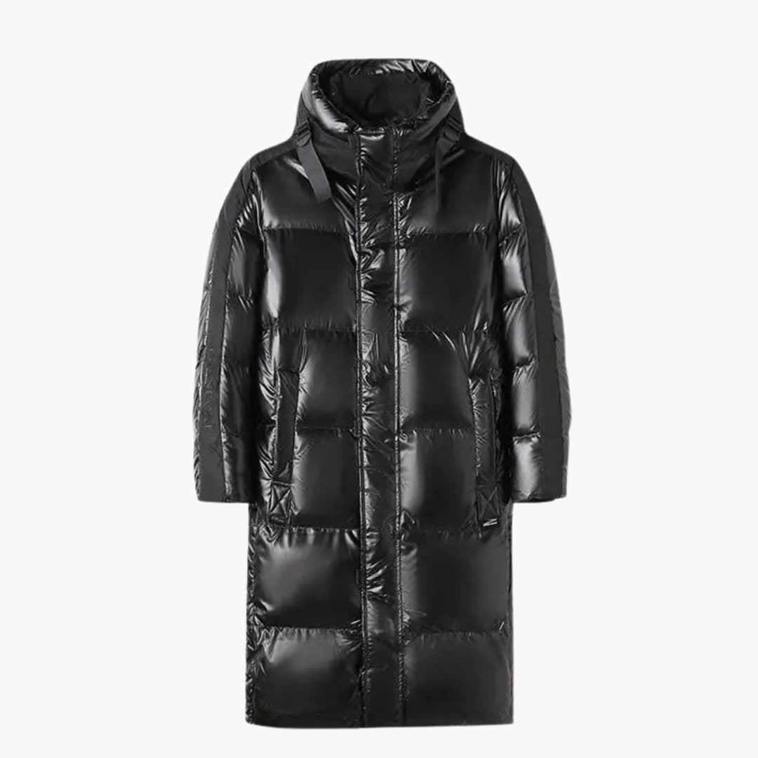 Herren Daunenjacke mit Kapuze und durchgehendem Reißverschluss