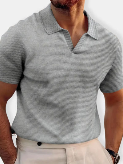 Herren Rippenstrick Polo Hemd | Kurzarm