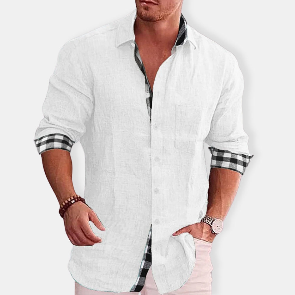 Herren Lässig Knopf Daunen Hemd | Langarm