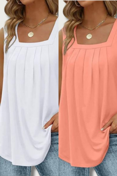 Heidi-Mode | Lässiges Falten Quadrat-Ausschnitt Top