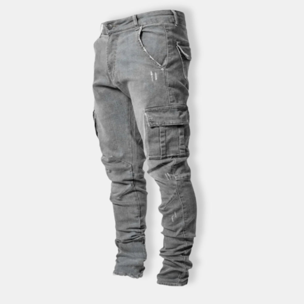 Herren Schlanke Passform Cargo Jeans | Bequeme