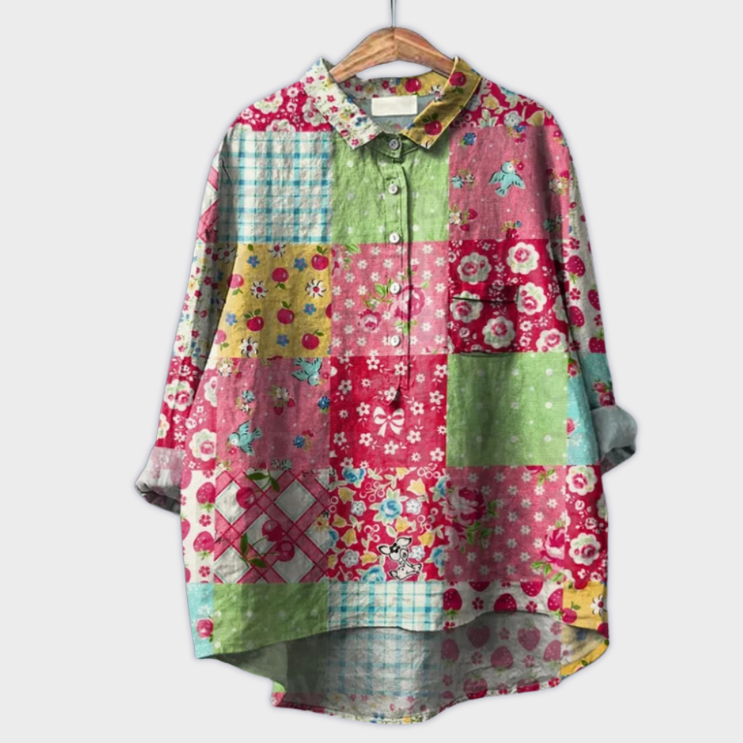 Magdalena| Damenbluse Handgemacht Florale Bluse Aus Premium-Stoff Für Frühling & Sommer