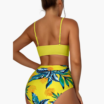 Push Up Bikini - Damen High Waist Zweiteiler mit Muster