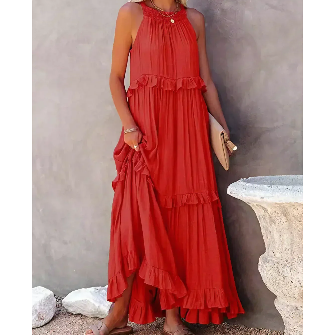 Damen Ausgestelltes ärmelloses Kleid | Maxi