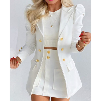 EleganzKomfort | Hochwertiges Blazer-Rock Set für Herbst und Winter