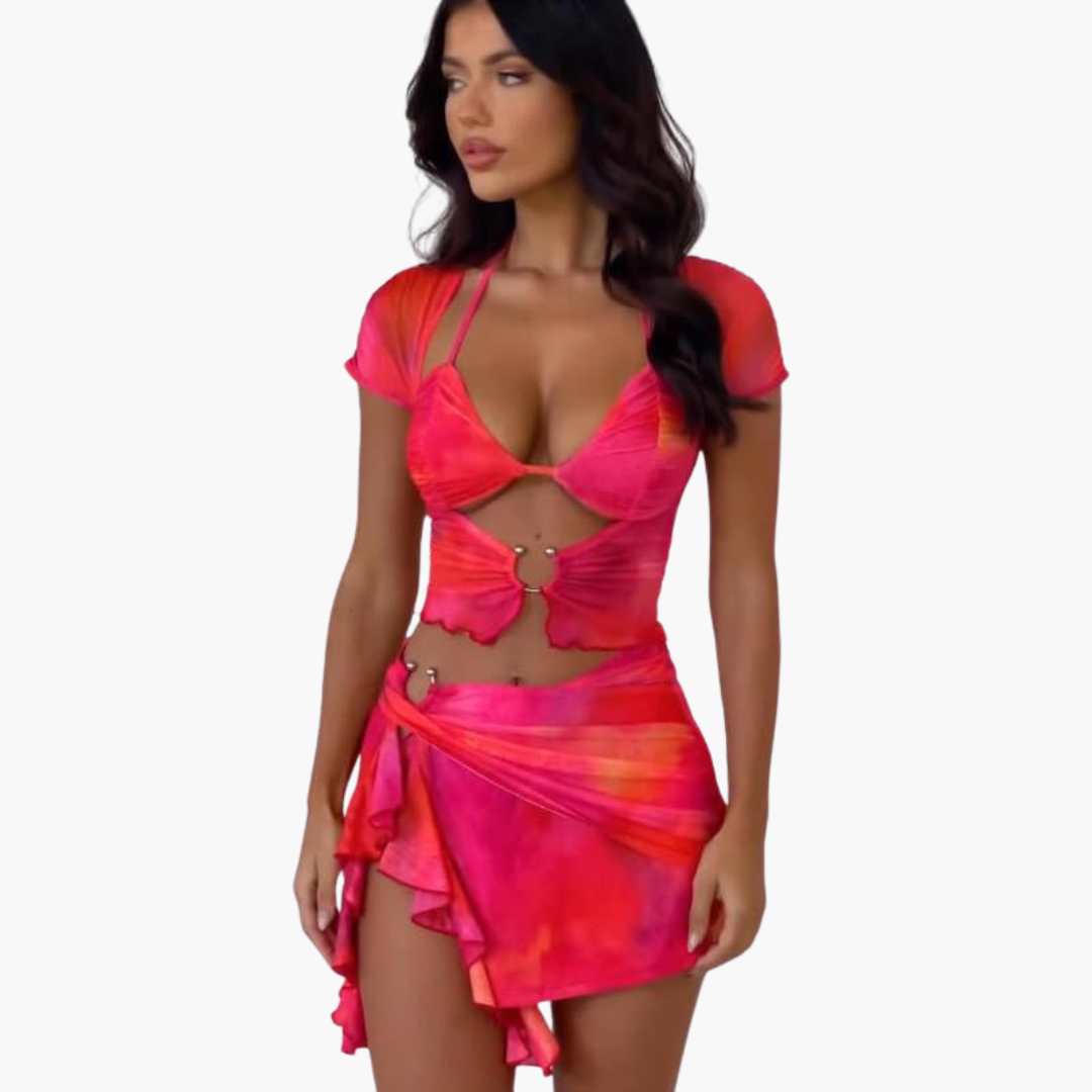 Cut-Out Co-Ord Zweiteiler - Damen Sommerlook für den Strand