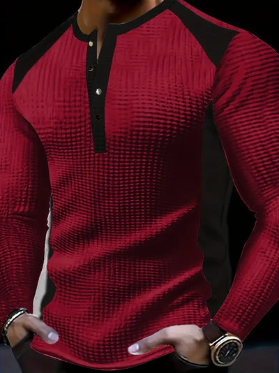 Kyran – Langärmliges Henley Hemd Mit Waffelmuster