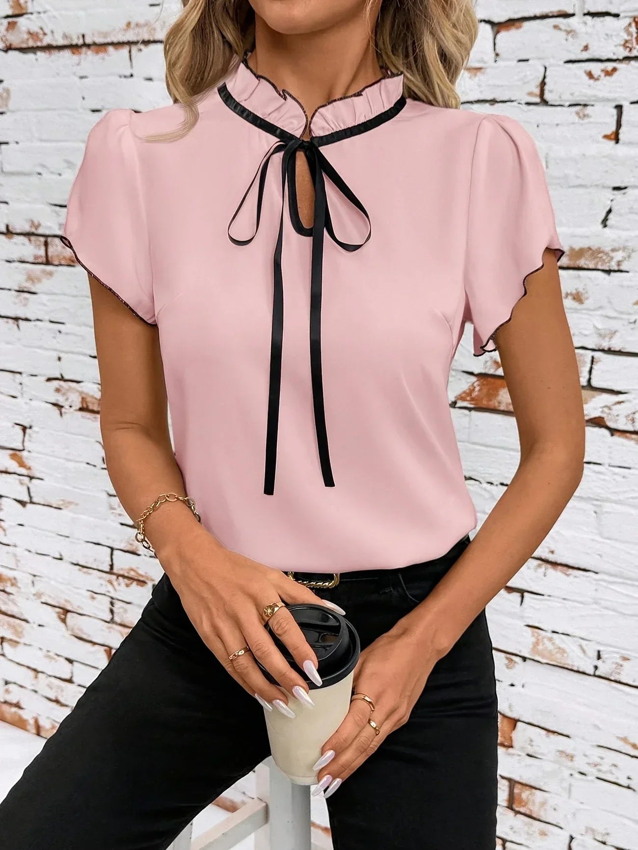 Bethany - Farbe Blockieren Kurz Ärmel Hemd