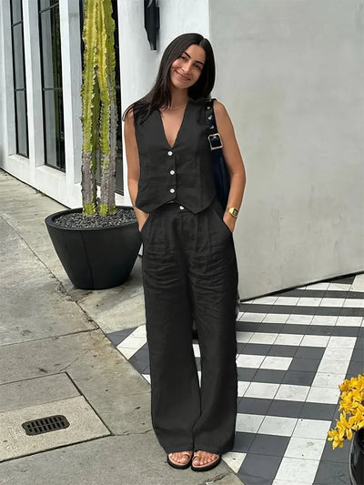 Jorja – Elegantes ärmelloses Zweiteiler Outfit-Set