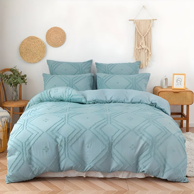 GridLuxe Duvet Set - Ganzjährig Getuftete Gitterbettwäsche