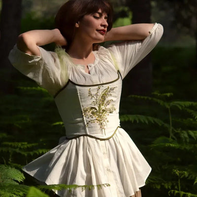 Rococo Style Corset Vest Bustie with Tulle Straps