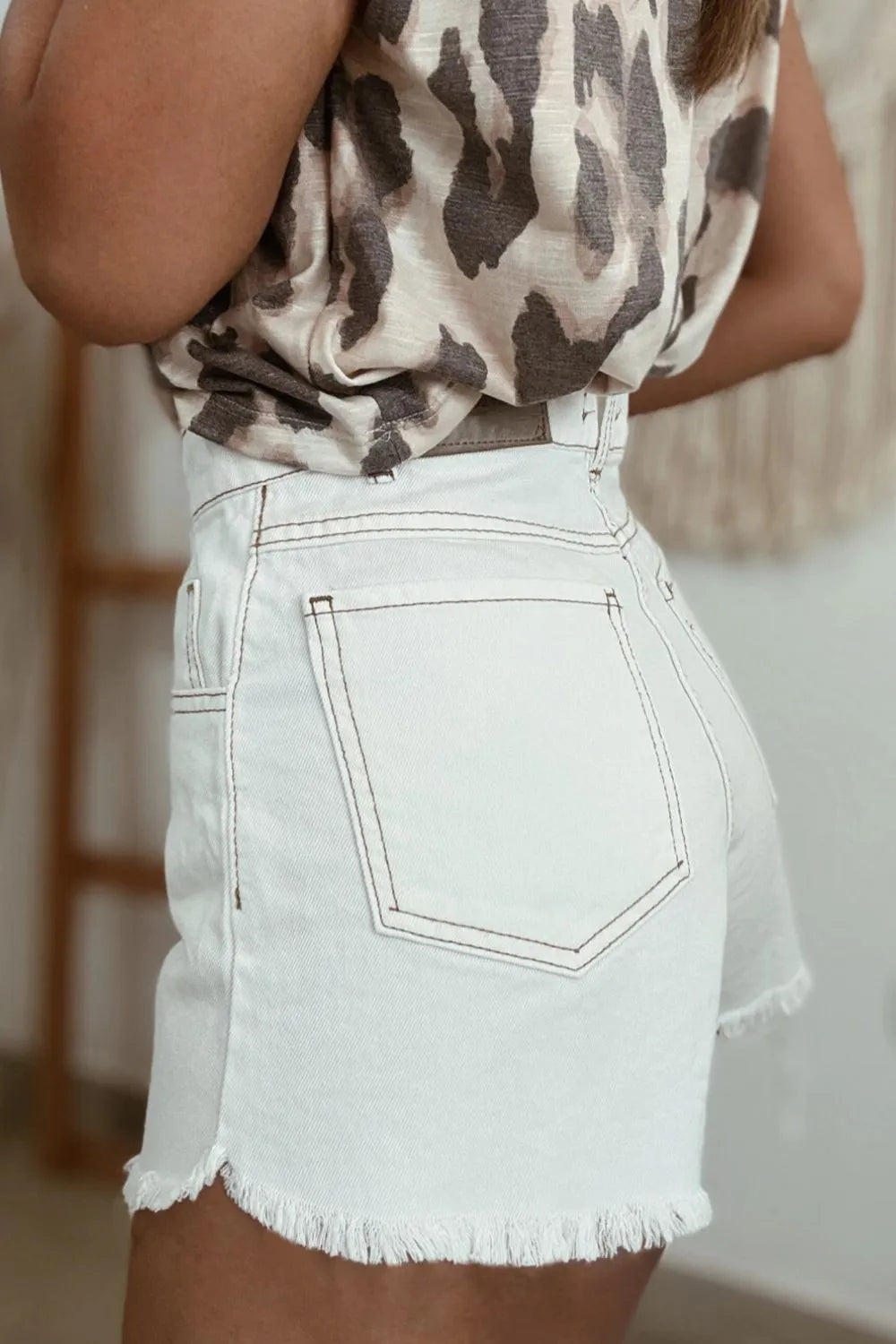 Raw Hem High Waist Denim Shorts