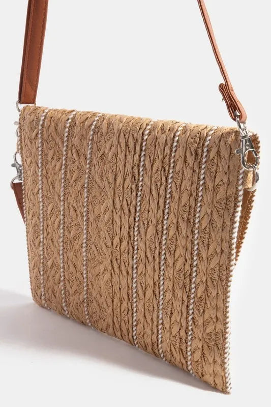 Fame Stitch Detailed Straw Crossbody Bag