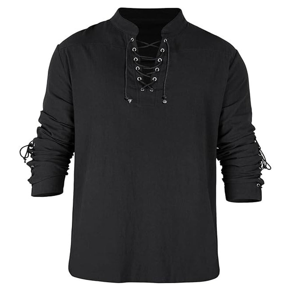 Pirate Style Lace-up Design Shirt