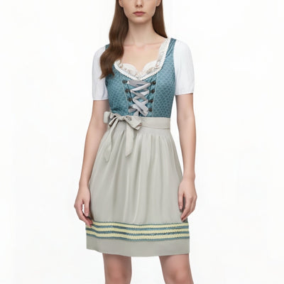 Oktoberfest 3-Piece Lace-up Dirndl with Apron & Blouse