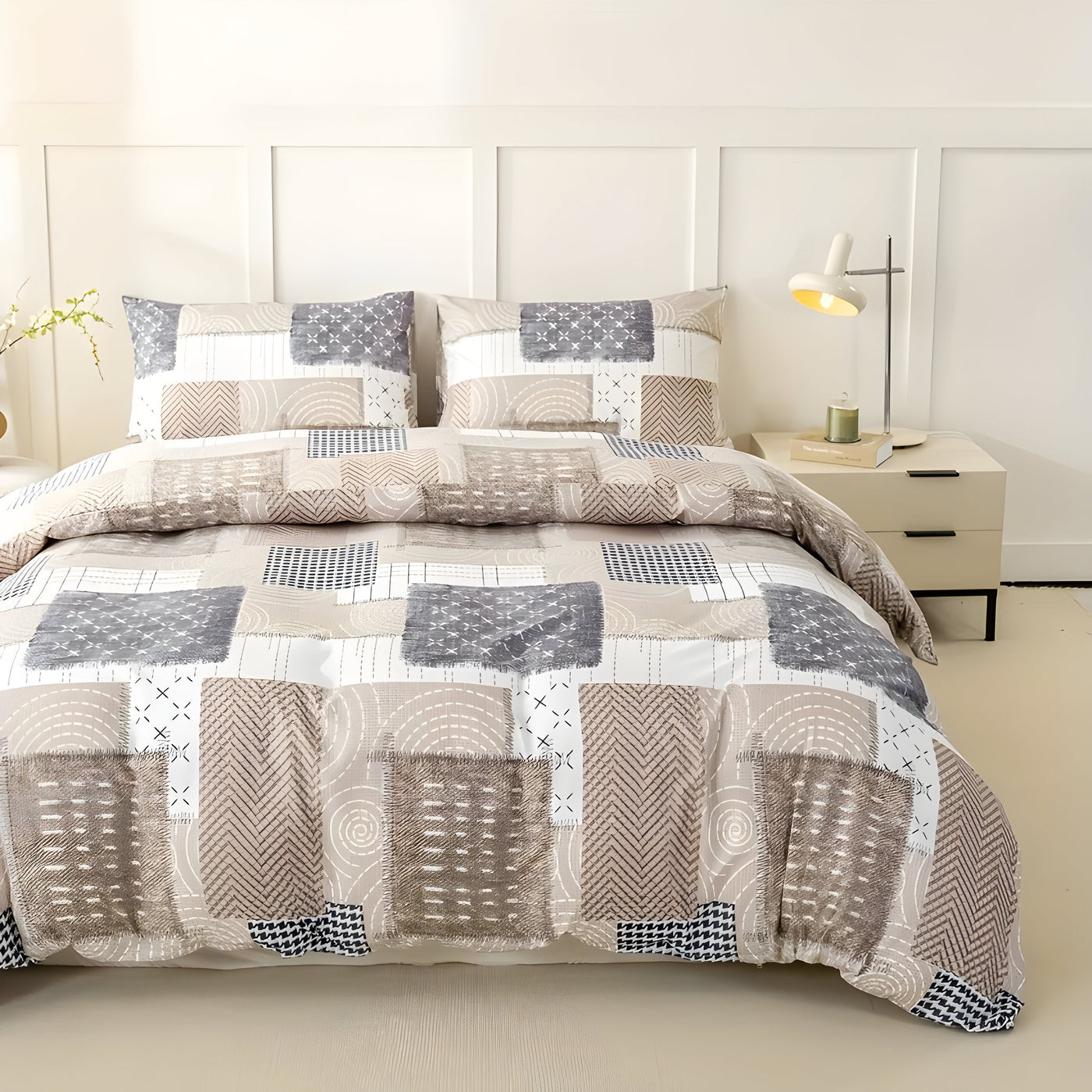CozyNest Duvet Set - Gemütliches & Atmungsaktives Patchwork-Bettbezugsset