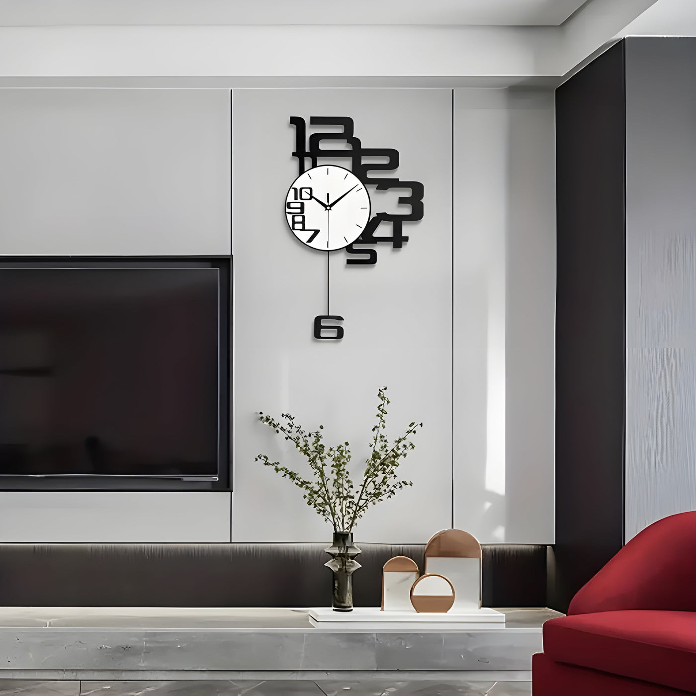 DecoDigits Uhr - Moderne Minimalistische Lautlose Wanduhr