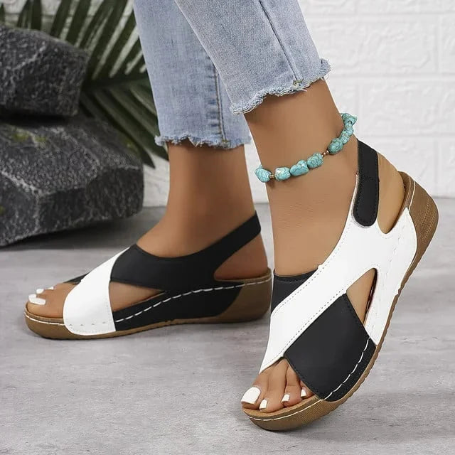 Heidi-Mode | Orthopädische Zweifarbige Schicke Sandalen