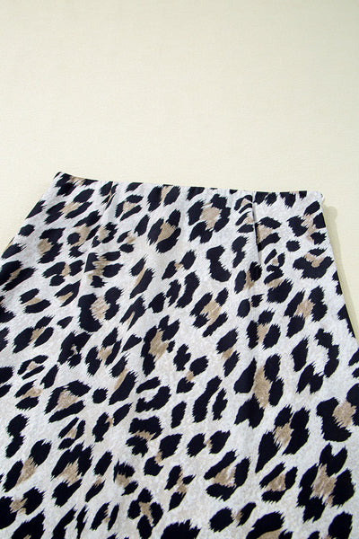 Leopard High Waist Midi Skirt