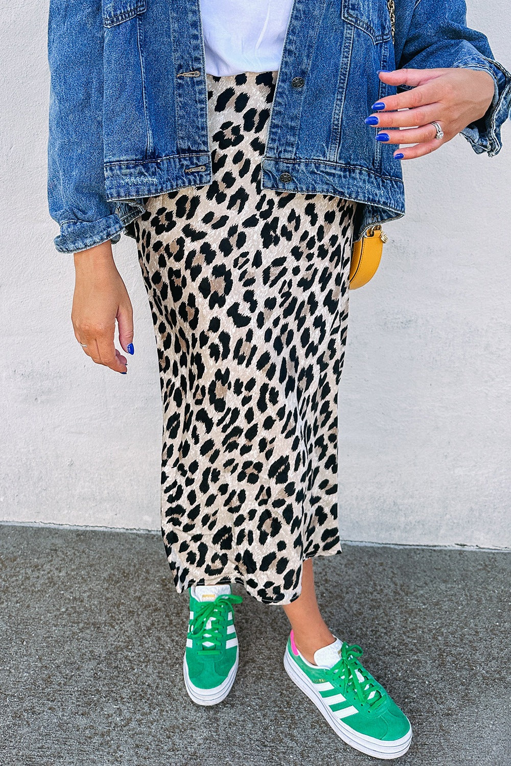 Leopard High Waist Midi Skirt