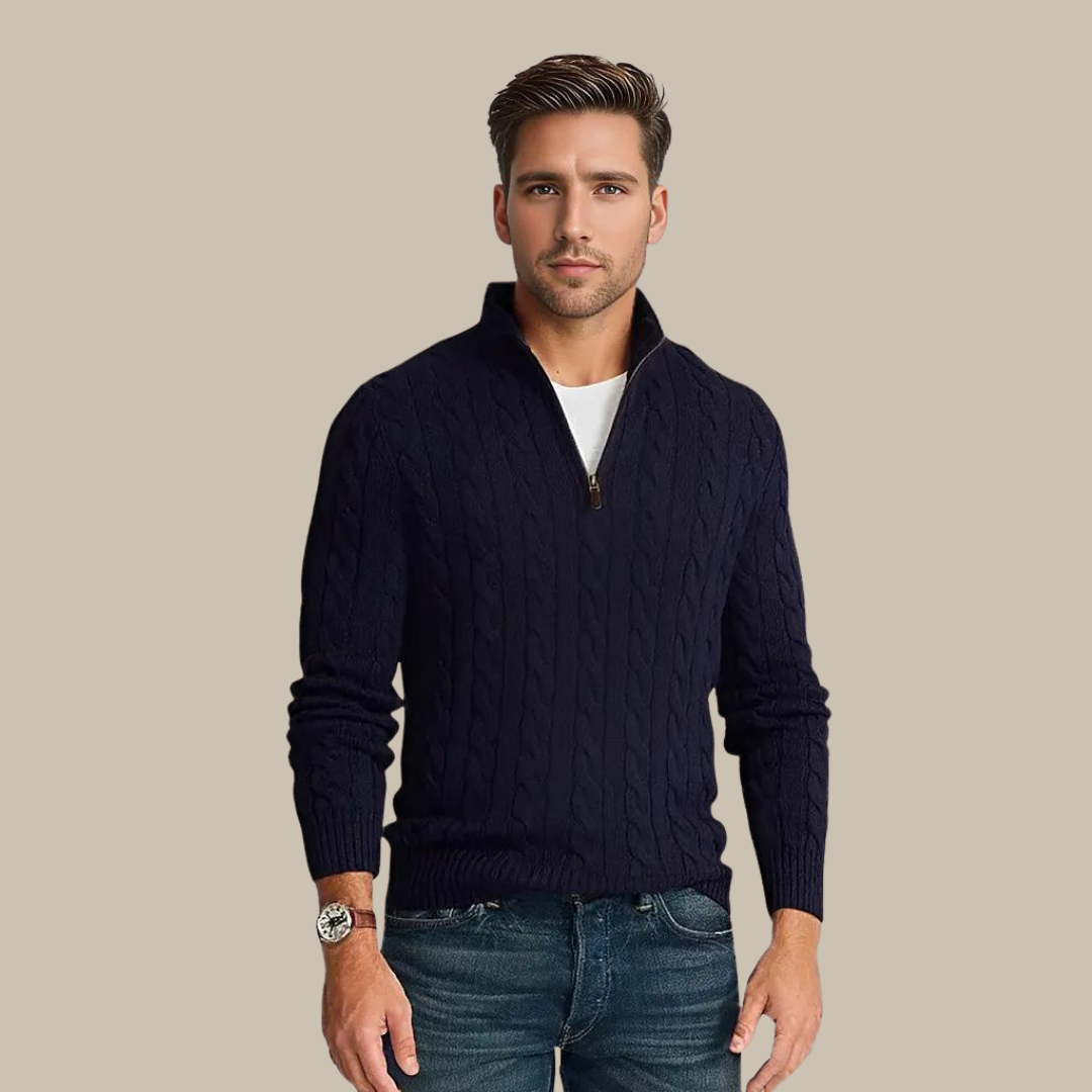 Troyer für Herren - Gestrickter Pullover mit Reißverschluss für Übergangszeit