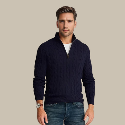 Troyer für Herren - Gestrickter Pullover mit Reißverschluss für Übergangszeit