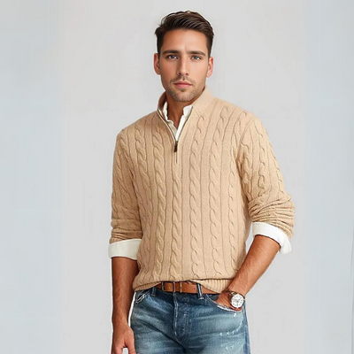 Troyer für Herren - Gestrickter Pullover mit Reißverschluss für Übergangszeit
