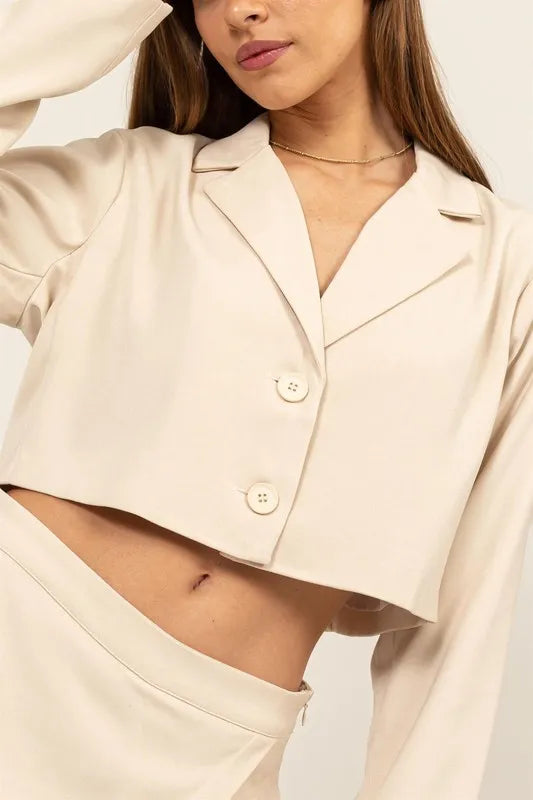 HYFVE Cropped Button-Down Blazer