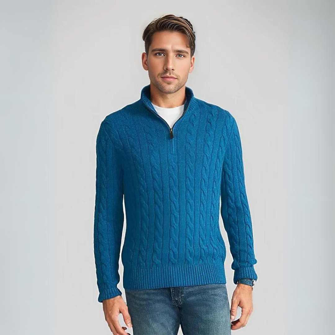 Troyer für Herren - Gestrickter Pullover mit Reißverschluss für Übergangszeit