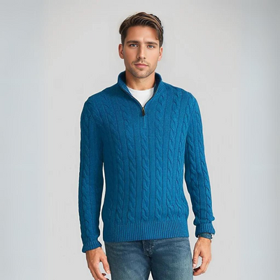 Troyer für Herren - Gestrickter Pullover mit Reißverschluss für Übergangszeit