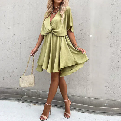 Frühling Kleid für Damen mit V-Ausschnitt und elegantem Design – Myanora