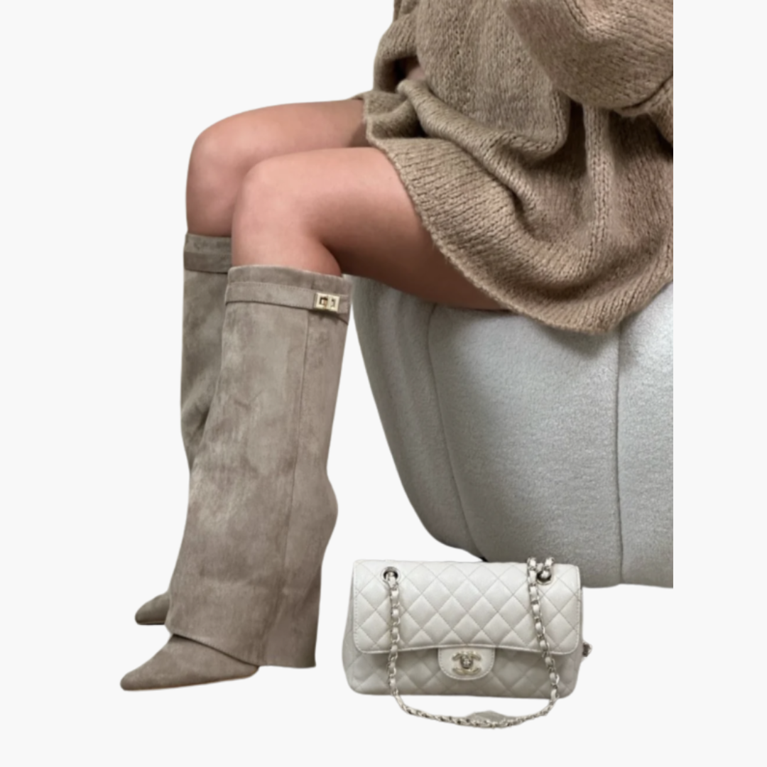 Kniehohe Damenstiefel mit Schnalle - Elegante Stiefel