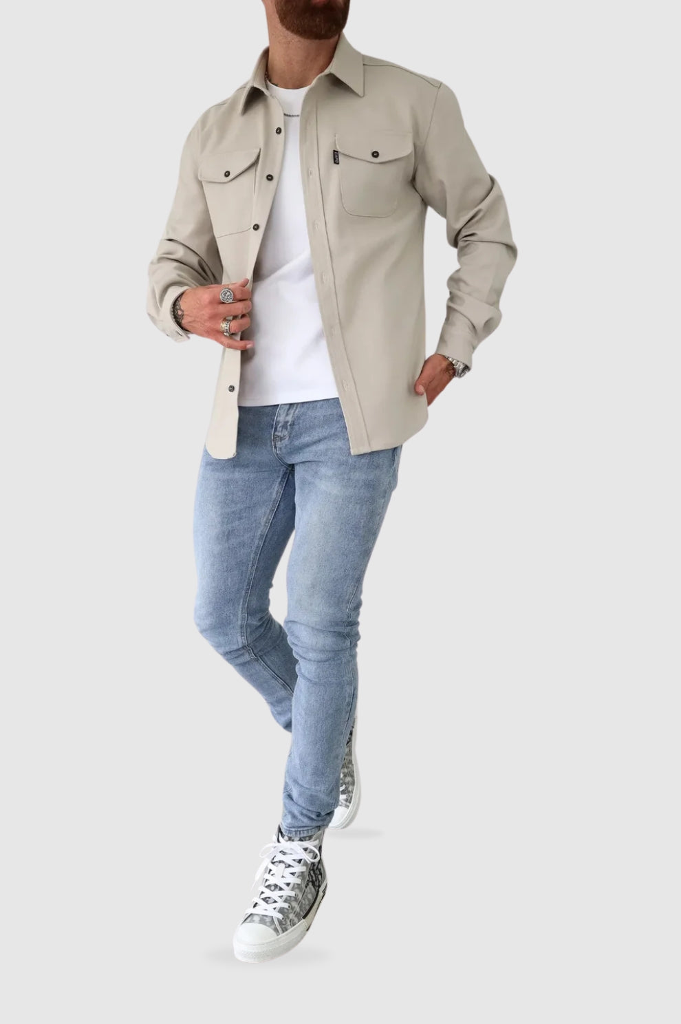 Herren Lässige Utility Button Down-Jacke | Warme