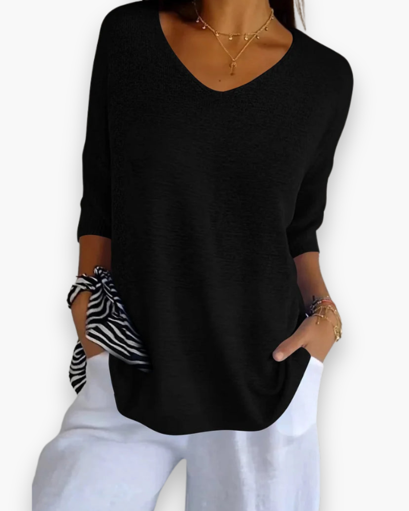 Damen Bequemes V-Ausschnitt Top | Vielseitig und Stilvoll