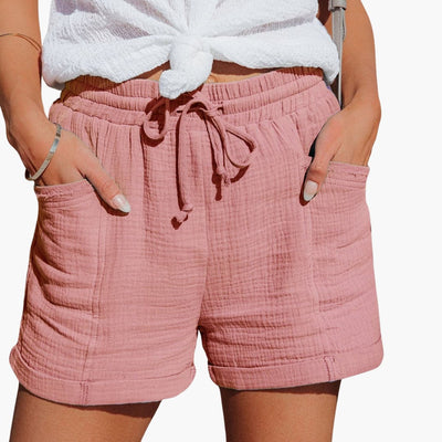 Musselin Shorts für damen - Luftige Sommer Kurze Hose mit Taschen