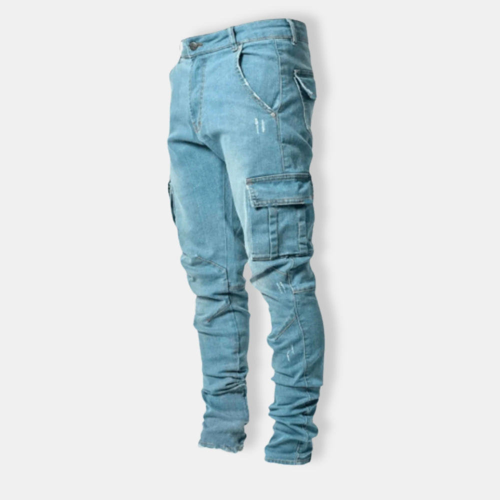 Herren Schlanke Passform Cargo Jeans | Bequeme