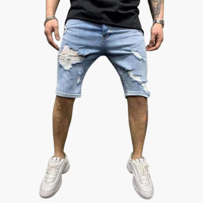 Herren Slim Fit Jeansshorts mit Stretch und Umschlag-Saum