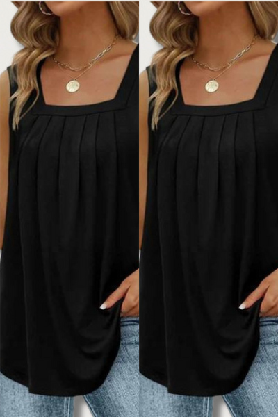 Heidi-Mode | Lässiges Falten Quadrat-Ausschnitt Top