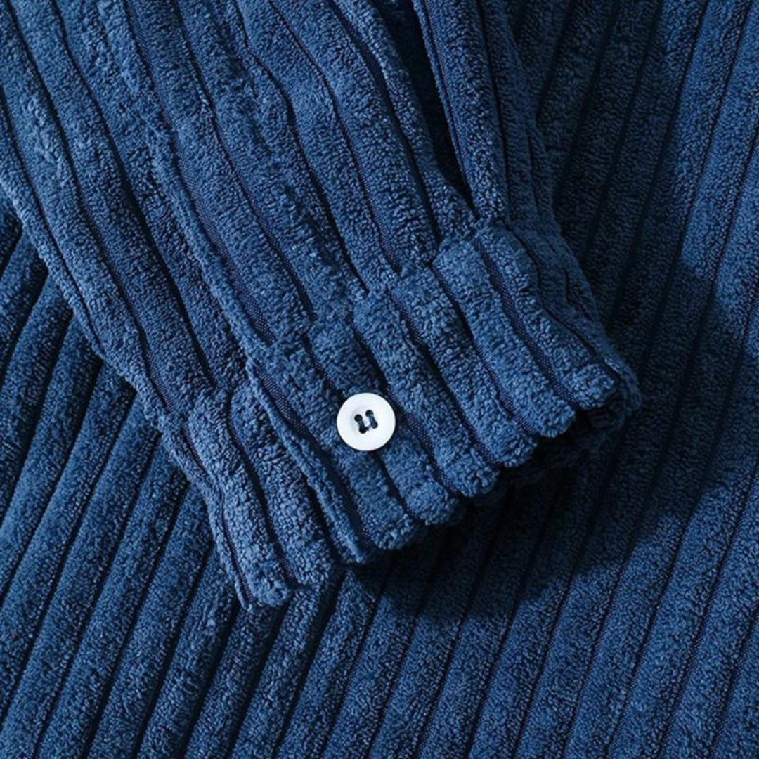 Herren Overshirt mit Knopfverschluss und gerippter Cord Oberfläche